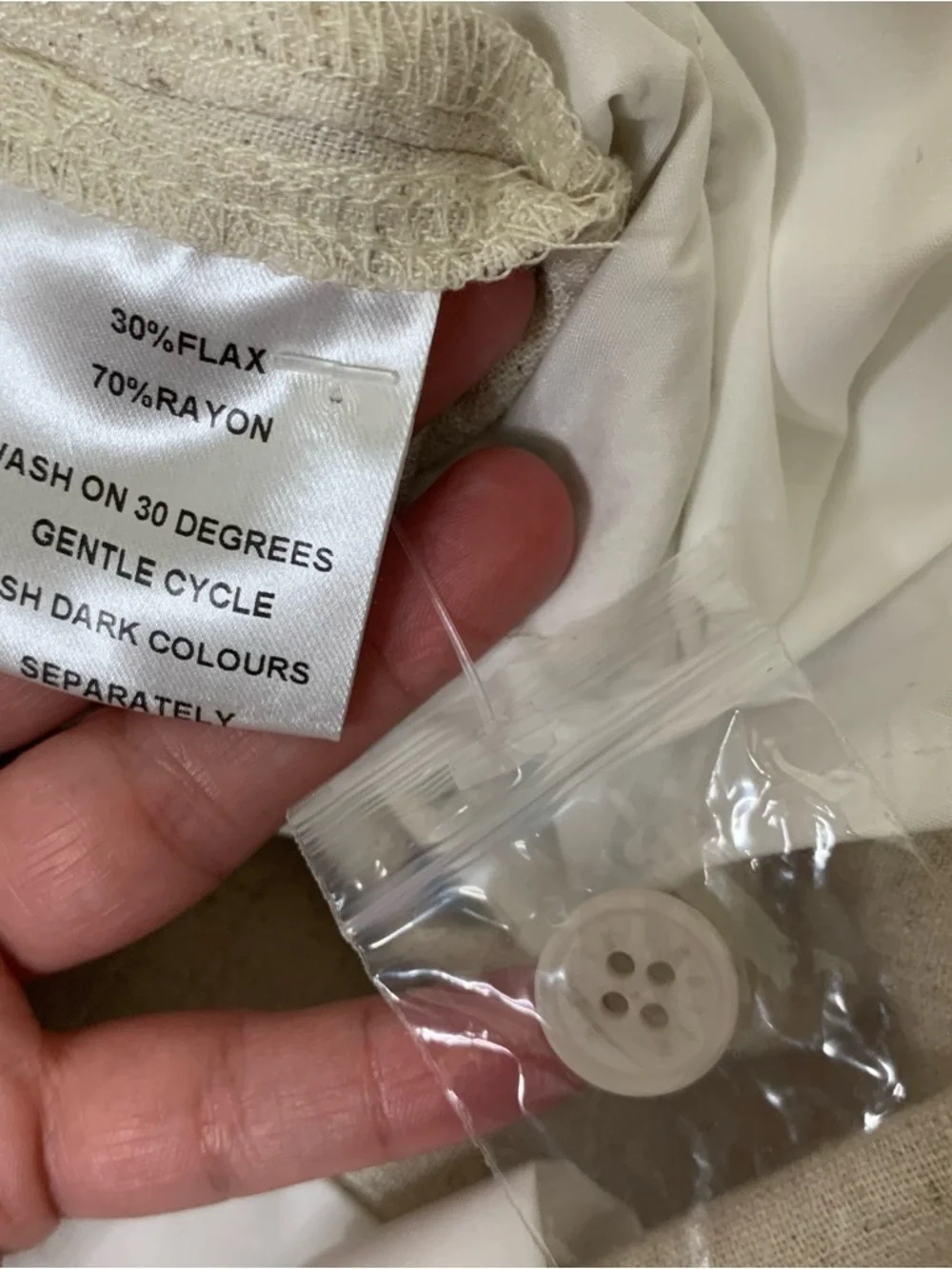 Raith Mens cami linen straight leg trouser in oatmeal L NWT
